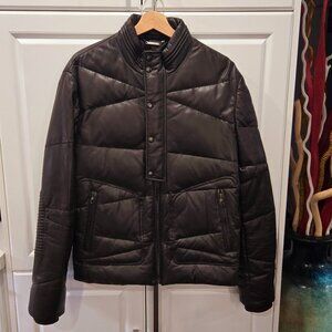 VERSACE COLLECTION Down Filled Leather Moto Jacket